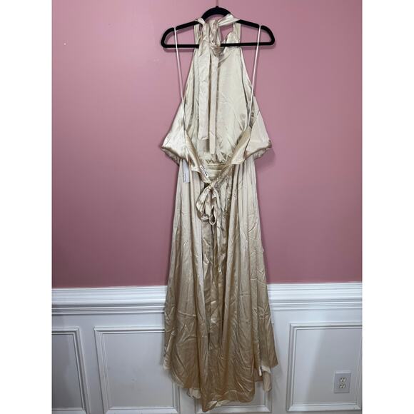 NEW NWT Reformation Alani SIlk High Neck Dress Ivory Size 24 - Picture 5 of 6